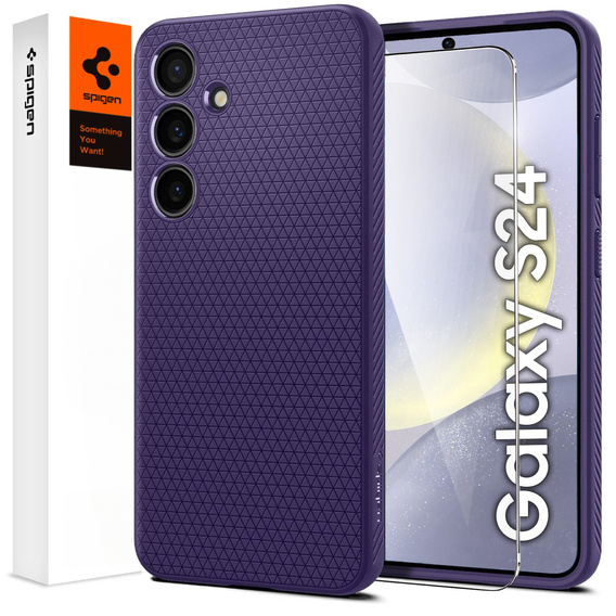 Puzdro Spigen pre Samsung Galaxy S24, Liquid Air, fialové + tvrdené sklo 9H