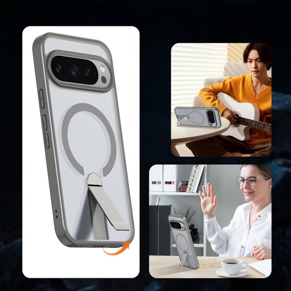 Hybridné puzdro Fusion pre Google Pixel 10 Pro XL, pre MagSafe, so stojanom, sivé