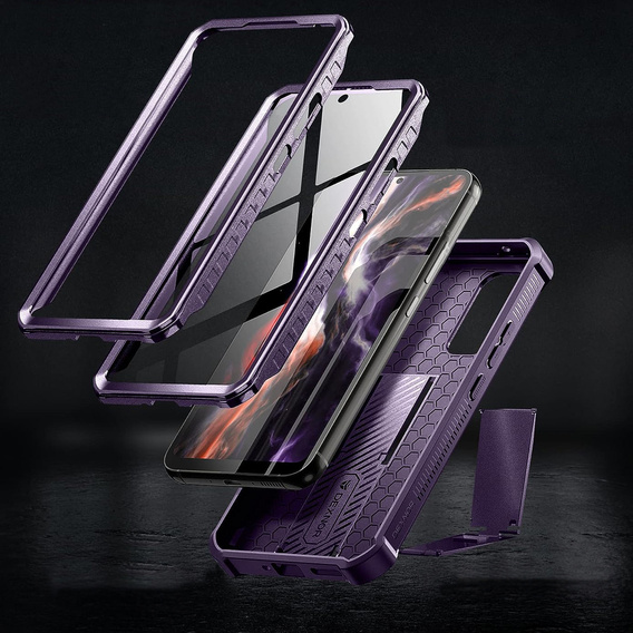 Obrnené puzdro pre Samsung Galaxy A54 5G, Dexnor Full Body (Two Frames), fialové