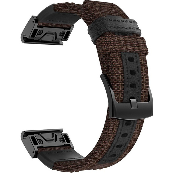 Pasek Canvas+Leather do Garmin Fenix 5/6/7 Pro Forerunner 935/945/955 - Brown