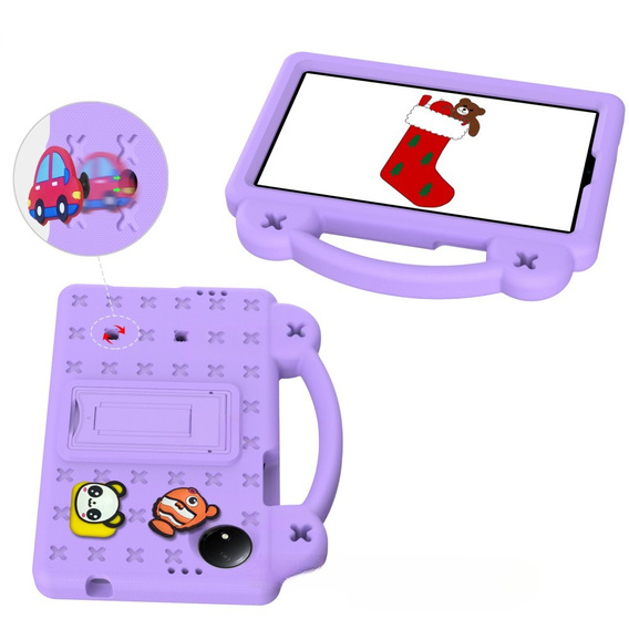 Detské puzdro pre Xiaomi Redmi Pad SE 8.7", Cute Patterns, so stojanom, fialové