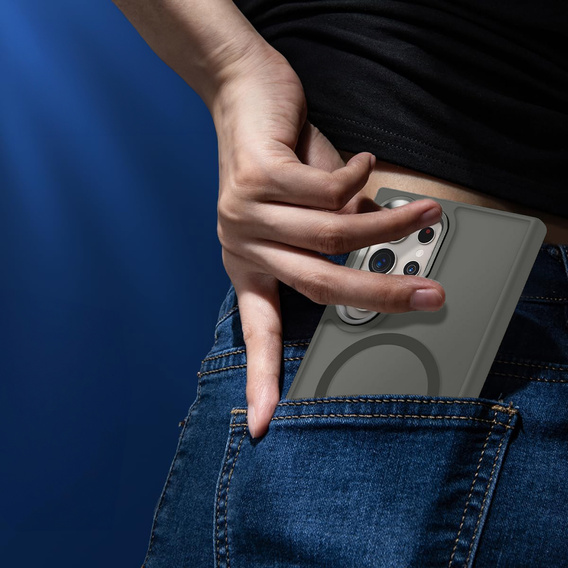 Puzdro pre Samsung Galaxy S25 Ultra, Kickstand Matt Case, pre MagSafe, sivé + sklo na displej