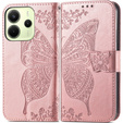 Klapkové puzdro pre Xiaomi Redmi Note 14 4G, Butterfly, ružové rose gold