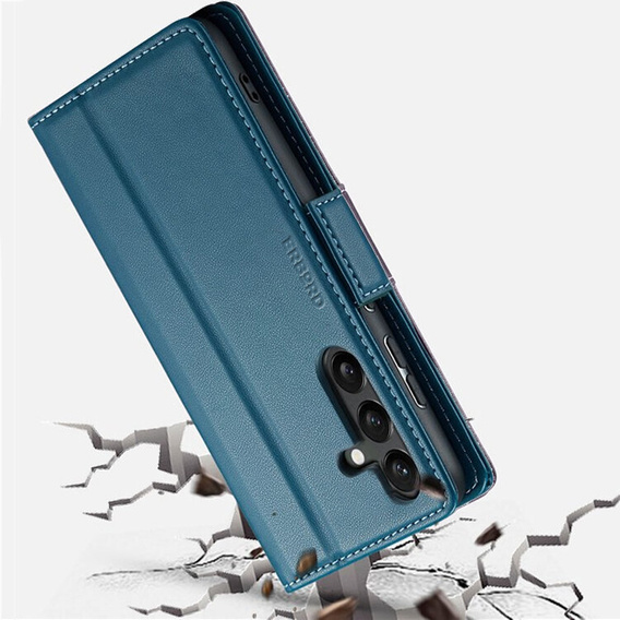 Puzdro pre Samsung Galaxy A55, ERBORD Glossy Litchi, flipová peňaženka, modré