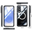 Puzdro pre Samsung Galaxy S25 Edge, Shockproof, so sklom, pre MagSafe, čierne