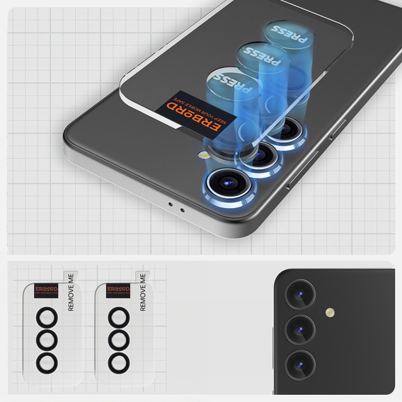 2x ERBORD OPTIK Pro tvrdené sklo pre fotoaparát Samsung Galaxy A55, čierne