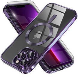 Puzdro pre iPhone 13 Pro, Electro MagSafe, fialové + sklo na displej