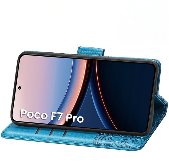 Klapkové puzdro pre Xiaomi Poco F7 Pro, Butterfly, modré