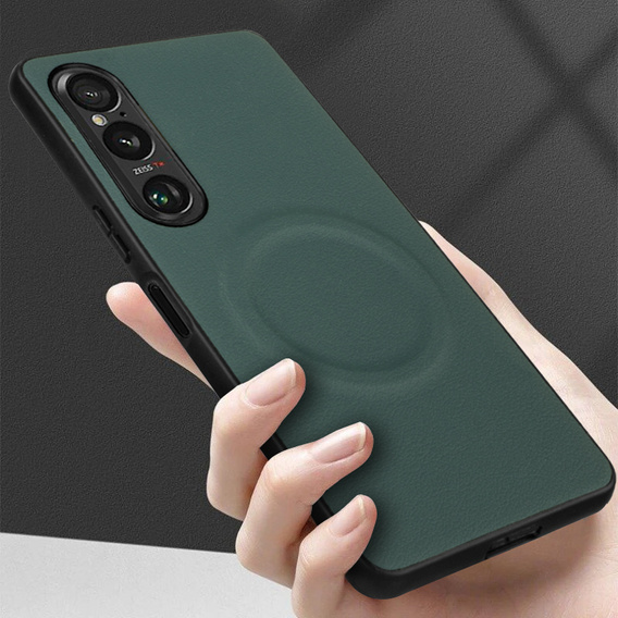 Obal na mobil pre Sony Xperia 1 VI, Leather Hybrid MagSafe, zelený
