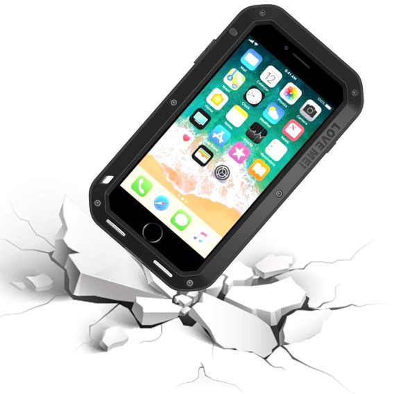 Love Mei Obal na mobil pre iPhone 8 Plus / 7 Plus, armored with glass, čierne