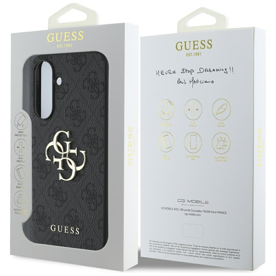 GUESS Obal na mobil pre Samsung Galaxy A56 5G, 4G Big Metal Logo, čierne