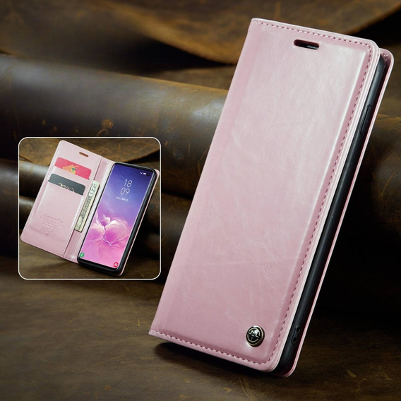 CASEME flipové puzdro pre Samsung Galaxy S10+ Plus, Waxy Textured, ružové