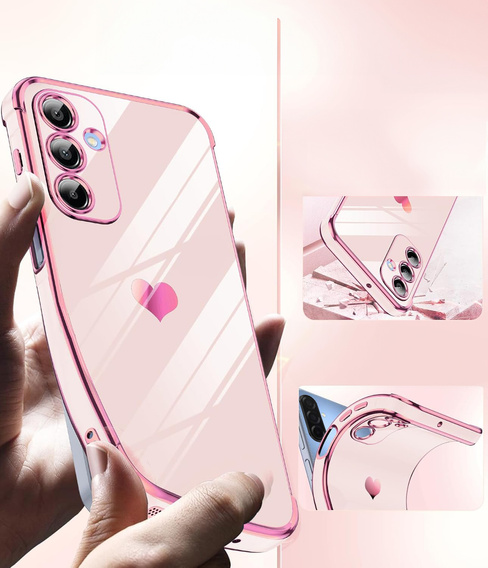 Puzdro pre Samsung Galaxy A56, Electro heart, ružové rose gold + sklo 9H