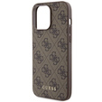 GUESS Obal na mobil pre iPhone 15 Pro Max, 4G Metal Gold Logo, hnedé