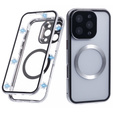 Magnetické puzdro Dual Glass MagSafe pre iPhone 16 Pro Max, strieborné