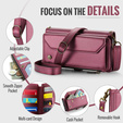 Puzdro CASEME pre Samsung Galaxy S25 FE, RFID Leather Wallet, s popruhom cez rameno, červené