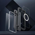 Puzdro pre Samsung Galaxy S25, Shockproof, so sklom, pre MagSafe, čierne