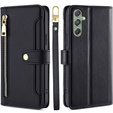 Klapkové puzdro pre Samsung Galaxy M34, Wallet Zipper Pocket, čierne