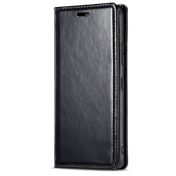 Klapkové puzdro pre Samsung Galaxy S23, ERBORD Waxy Wallet, čierne