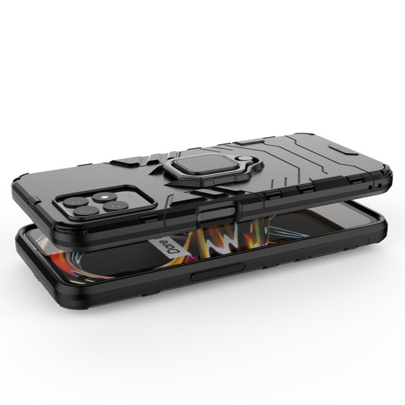 Obal na mobil pre Realme 8i, Kickstand Ring, čierne