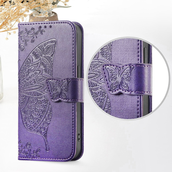 Klapkové puzdro pre Xiaomi Redmi 15C 4G/LTE, Butterfly, fialové
