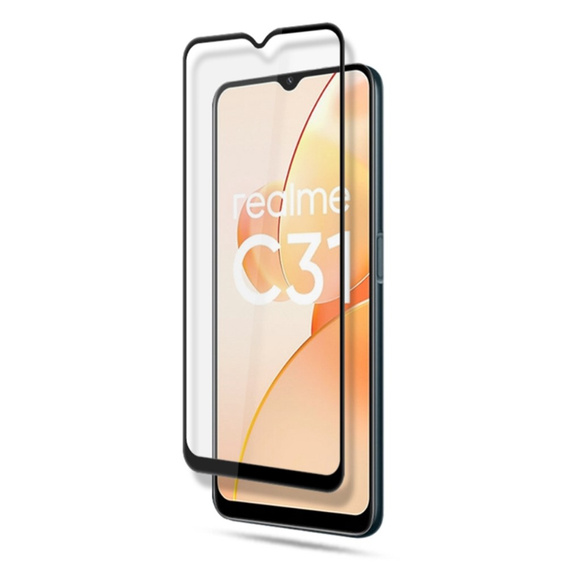 Tvrdené sklo Mocolo Full Glue pre Realme C31, čierny rám