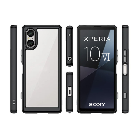 Obal na mobil pre Sony Xperia 10 VI, Fusion Hybrid, transparentné / čierne