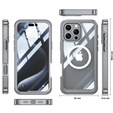 Puzdro pre iPhone 16 Pro Max, Shockproof, so sklom, pre MagSafe, sivé