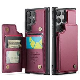 CASEME flipové puzdro pre Samsung Galaxy S25 Ultra, Litchi Wallet, červené