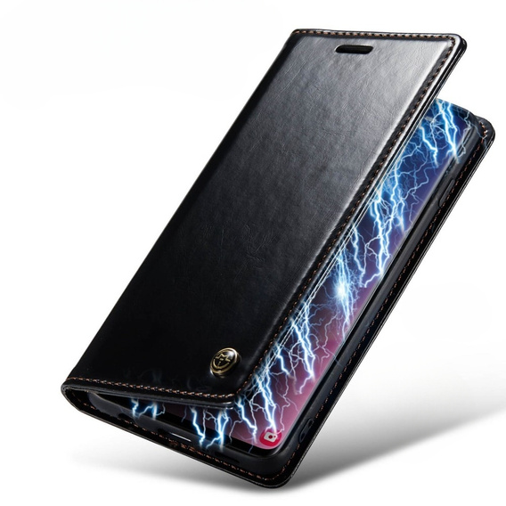 CASEME flipové puzdro pre Samsung Galaxy S10+ Plus, Waxy Textured, čierne