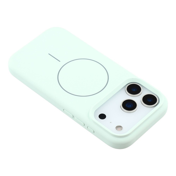 Silikónové puzdro pre iPhone 17 Pro, pre MagSafe, proti nárazom, zelené