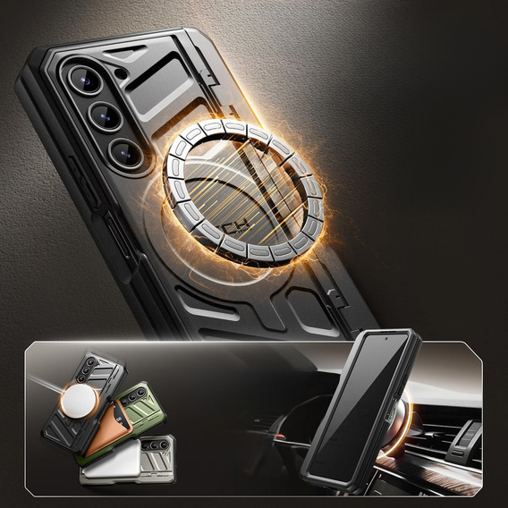 Puzdro pre Samsung Galaxy S24 Ultra, séria Tongate MECH so stojanom, čierne