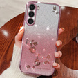 Puzdro pre Samsung Galaxy S23, Glitter Flower, ružové rose gold