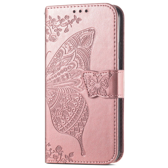 Klapkové puzdro pre Motorola Edge 50 Ultra, Butterfly, ružové rose gold