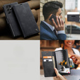 CASEME puzdro pre Samsung Galaxy S22 Ultra, Leather Wallet Case, čierne