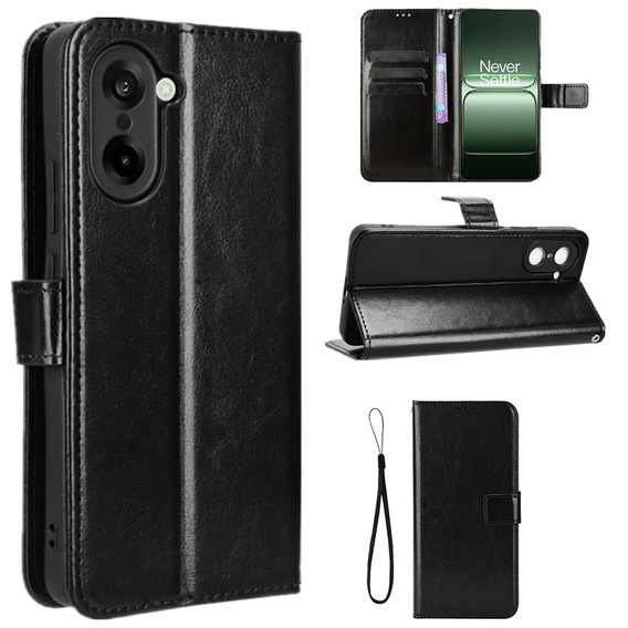 Klapkové puzdro pre OnePlus Nord CE5, Crazy Horse Wallet, čierne