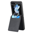 Puzdro pre Samsung Galaxy Z Flip7 FE / Z Flip6, Card Slot Ring Case, čierne
