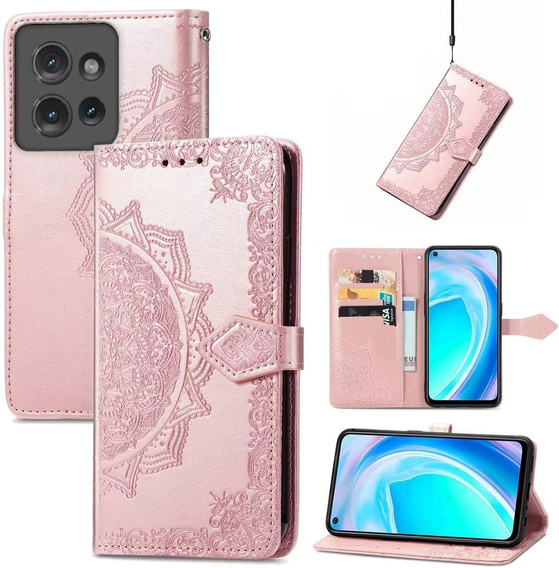 Klapkové puzdro pre Motorola Edge 50 Neo / Motorola ThinkPhone 25, Mandala, ružové rose gold