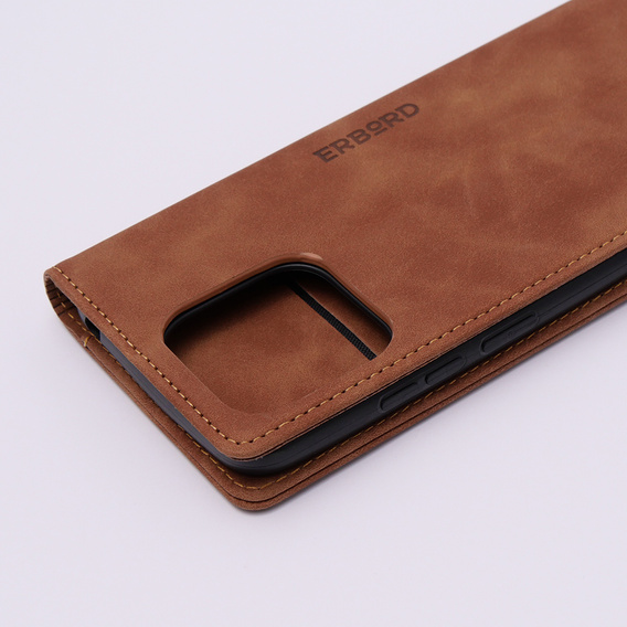 Puzdro pre Xiaomi Redmi 12C, ERBORD Vintage, peňaženka s chlopňou, hnedé