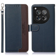Flipové puzdro pre OnePlus 12 5G, KHAZNEH RFID, modrá / hnedá