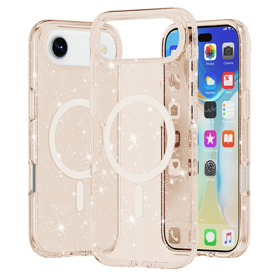 Puzdro pre iPhone Air, pre MagSafe, trblietavé, priesvitné zlaté