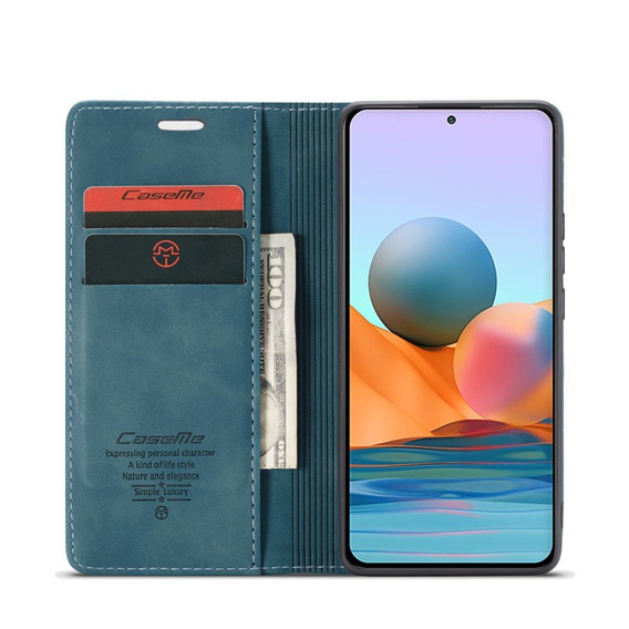 CASEME puzdro pre Xiaomi Redmi Note 10 Pro, Leather Wallet Case, modré