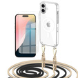 Puzdro so šnúrkou pre iPhone 16, ERBORD MagSafe, priehľadné + sklo na displej