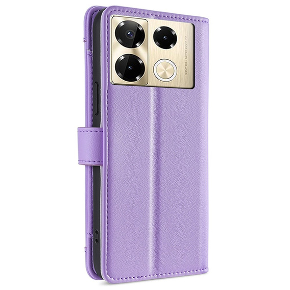 Klapkové puzdro pre Infinix Note 40 Pro, Wallet Zipper Pocket, fialové