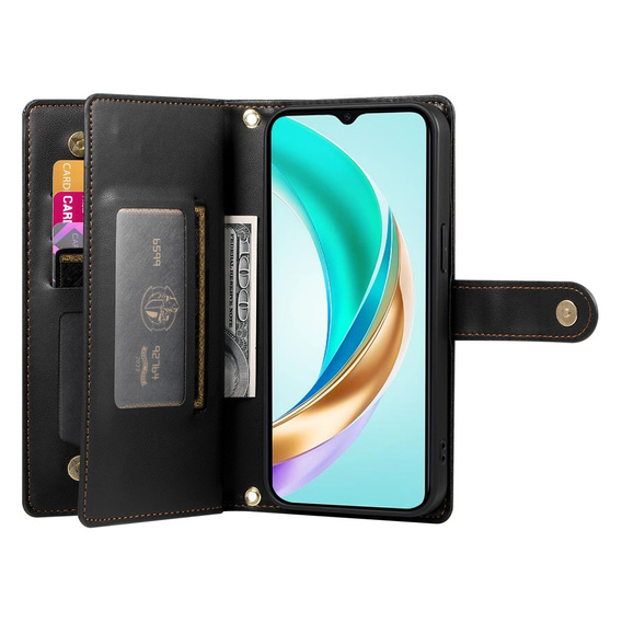 Klapkové puzdro pre Honor Magic 7 Lite, Wallet Zipper Pocket, čierne