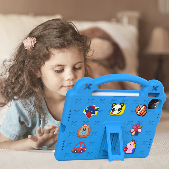 Detské puzdro pre iPad Air 10.9" 2022/2020 (5/4 gen.) / Pro 11" 2022/2021/2020 (4/3/2 gen.), Cute Patterns, so stojanom, modré