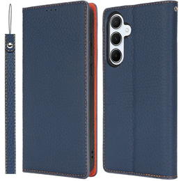 Klapkové puzdro pre Samsung Galaxy S25, Litchi Skin Grain, tmavomodré