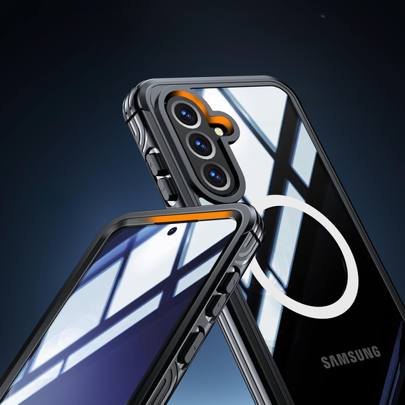 Puzdro pre Samsung Galaxy A36 / Samsung Galaxy A56, Shockproof, so sklom, pre MagSafe, čierne