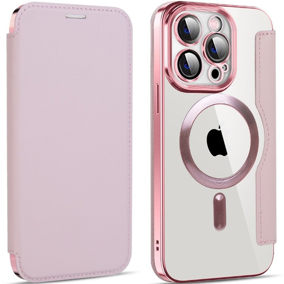 Klapkové puzdro pre iPhone 13 Pro, RFID Wallet MagSafe CamShield, ružové