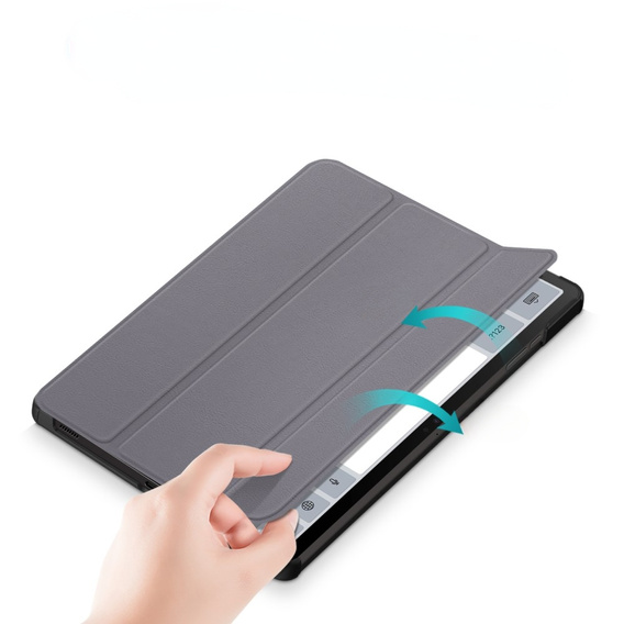 Puzdro pre Samsung Galaxy Tab S9 FE+ Plus, Smartcase s priestorom pre stylus, sivé